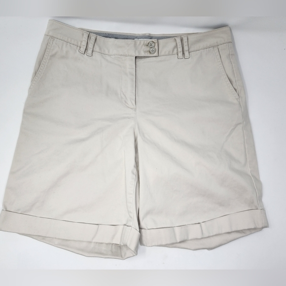 J. Jill Live In Chino Women's Bermuda Khaki Cuffed Stretch Size‎ 8 Shorts - Picture 1 of 11